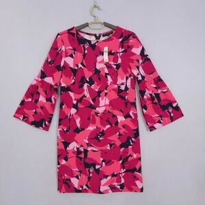 Banana Republic Shift Dress Size XS Pink Abstract Bell Sleeve Mini Day to Night